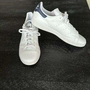 Adidas White & Navy Blue Stan Smith Sneakers